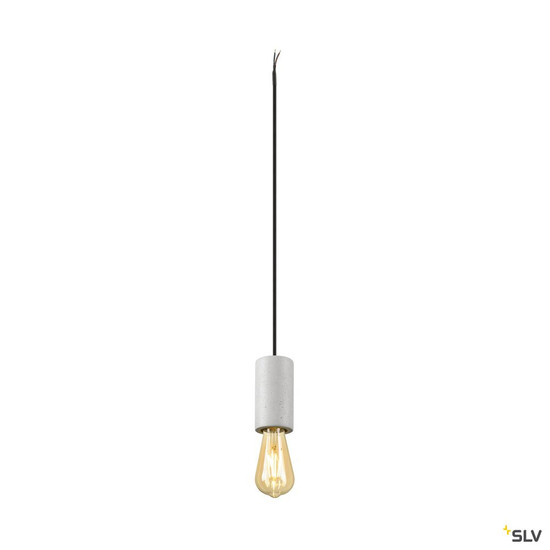 SLV 1010419 FITU PD, E27, stone, Pendelleuchte, Pendellänge 500 cm, offenes Kabelende, 1 x max. 15 W, grau
