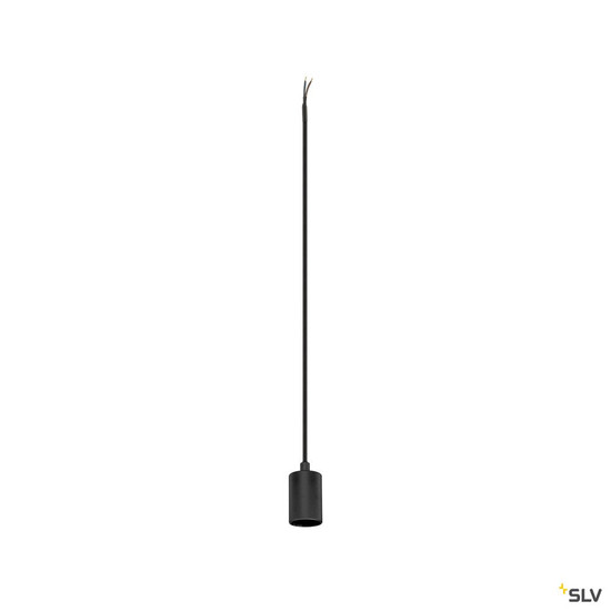 SLV 1010420 FITU PD, E27, ribbed, Pendelleuchte, Pendellänge 500 cm, offenes Kabelende, 1 x max. 15 W, schwarz