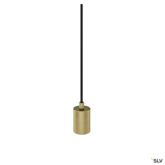 SLV 1010421 FITU PD, E27, ribbed, Pendelleuchte, Pendellänge 500 cm, offenes Kabelende, 1 x max. 15 W, gold
