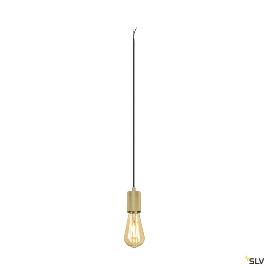 SLV 1010421 FITU PD, E27, ribbed, Pendelleuchte, Pendellänge 500 cm, offenes Kabelende, 1 x max. 15 W, gold