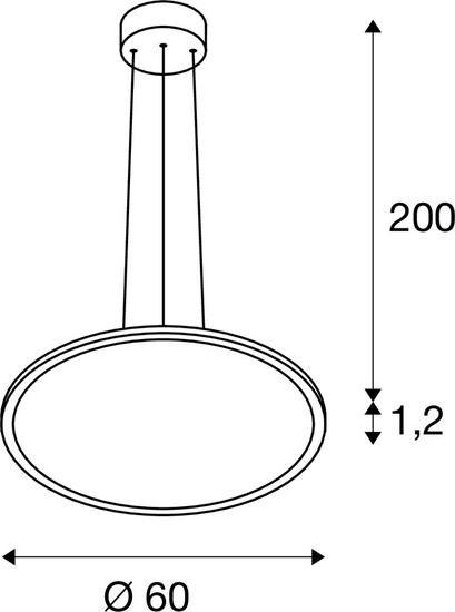SLV 1010427 PANEL 60, Pendelleuchte, rund, PHASE, Pendellänge 200 cm, 3000/4000K, 90°, grau
