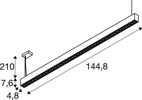 SLV 1010514 GLENOS® PRO, Pendelleuchte, 1,5m, DALI, UGR16, Pendellänge 210 cm, 3000K, 75°, schwarz