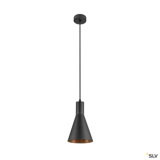 SLV 1010785 LALU® SET, Pendelleuchte, E27 Base, CONE 15, Pendellänge 200 cm, 1 x max. 4 W, schwarz