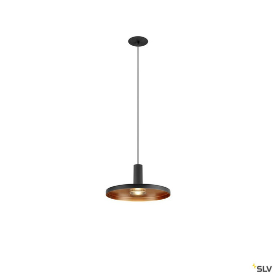 SLV 1010796 LALU® SET, Pendelleuchte, LED Base, PLATE 22, PHASE, Recessed, Pendellänge 200 cm, 2700/3000 K, 40°, schwarz
