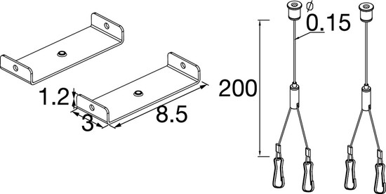 SLV 1010932 BATTEN FLAT P, Suspension kits with 2m 2pcs