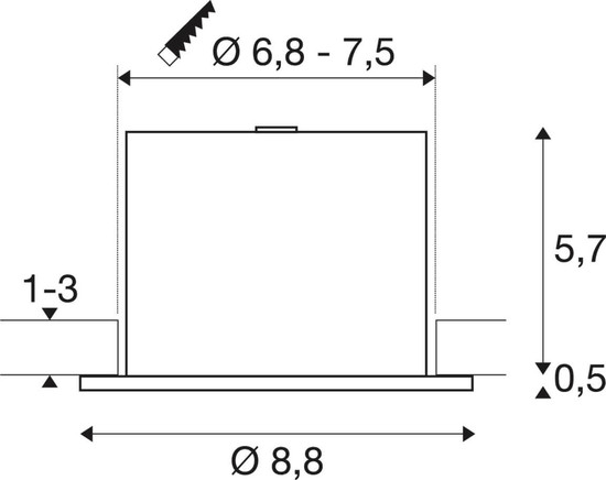SLV 1011209 UNIVERSAL DOWNLIGHT FIX, Einbauleuchte mit Abdeckung, Phase, 2700/3000/4000/6500K, IP65, schwarz