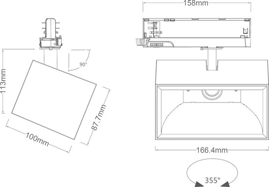 SLV 1011516 TRACKSPOT P SQ, 3PH. 62 930 ML BK SLVtec