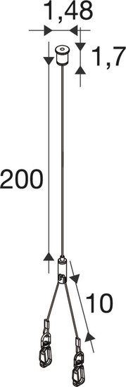 SLV 1011842 BATTEN INDUSTRY C+P, SCK 2000 Steel Cable Suspension Kits 2000MM SLVtec