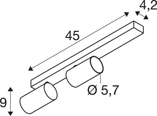 SLV 1011885 ENOLA 2.0 M, CL, Double, QPAR51, Long, Deckenaufbauleuchte, schwarz