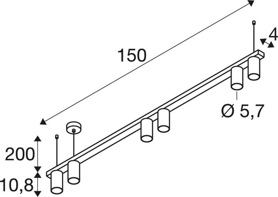 SLV 1011908 ENOLA 2.0 M, PD, Six, Long, QPAR51, Pendelleuchte, weiß