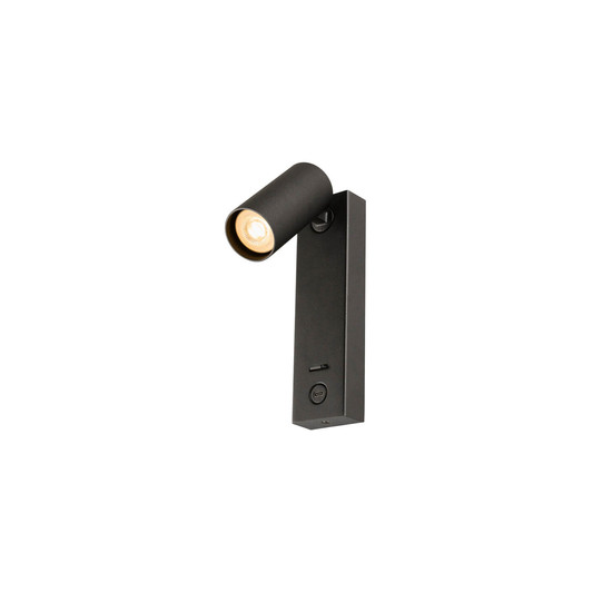 SLV 1011923 ENOLA 2.0 S, WL, Single, GU10 MINI, PAR11, Bedside, USB C, Wandaufbauleuchte, schwarz