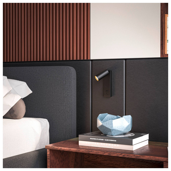 SLV 1011923 ENOLA 2.0 S, WL, Single, GU10 MINI, PAR11, Bedside, USB C, Wandaufbauleuchte, schwarz
