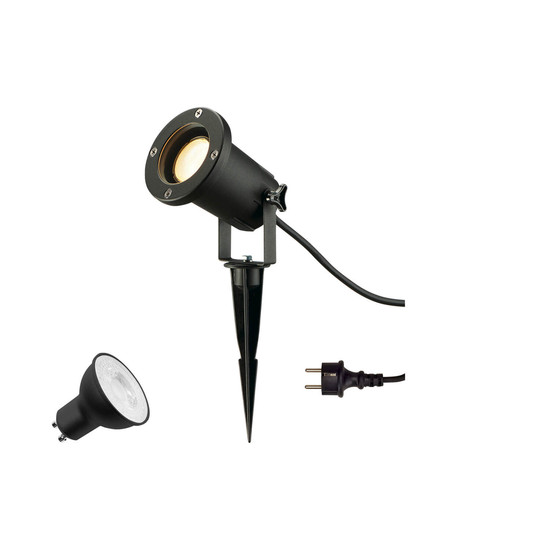 SLV 1012008 BIG NAUTILUS Lamp Set, Spike, Erdspiessleuchte, inkl. PAR16 GU10, Phase, 4000K, 150cm Anschlusskabel, IP44/IP65, schwarz