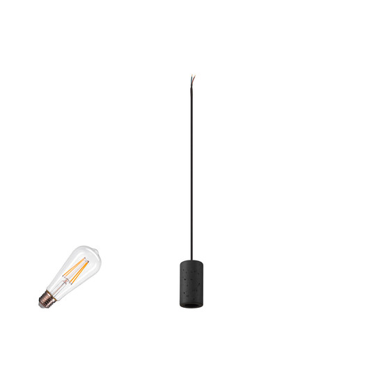 SLV 1012018 FITU Lamp Set, PD, Stone, Deckenrosette, Pendelleuchte, E27, 2500K, Phase, 320°, schwarz