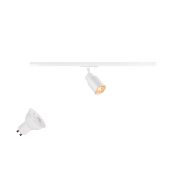 SLV 1012049 PURI 2.0 Lamp Set, Tube, 1-Phasen Spot, inkl. PAR16 GU10, 3000K, GU10, 6W, Phase, 38°, weiß