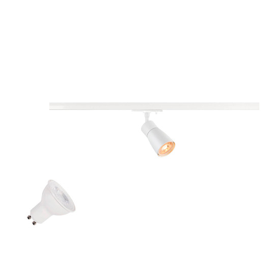 SLV 1012064 PURI 2.0 Lamp Set, Dome, 1-Phasen Spot, inkl. PAR16 GU10, 3000K, GU10, 6W, Phase, 38°, weiß