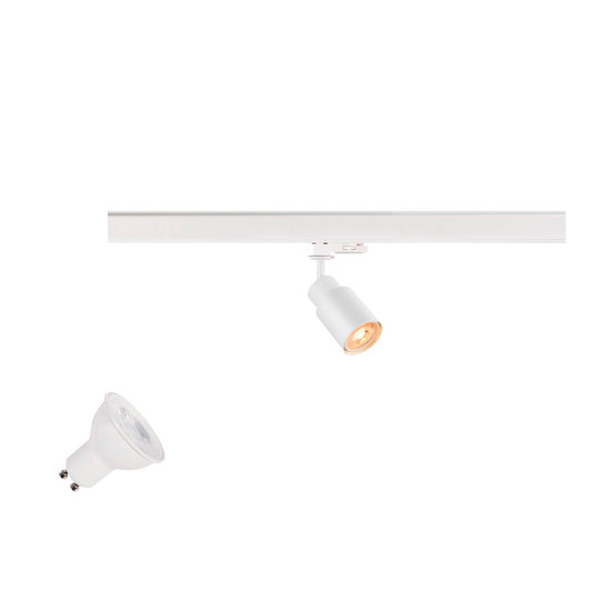 SLV 1012072 PURI 2.0 Lamp Set, Tube, 3-Phasen Spot, inkl. PAR16 GU10, 3000K, GU10, 6W, Phase, 38°, weiß