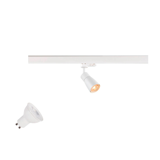 SLV 1012085 PURI 2.0 Lamp Set, Dome, 3-Phasen Spot, inkl. PAR16 GU10, 2700K, GU10, 6W, Phase, 38°, weiß