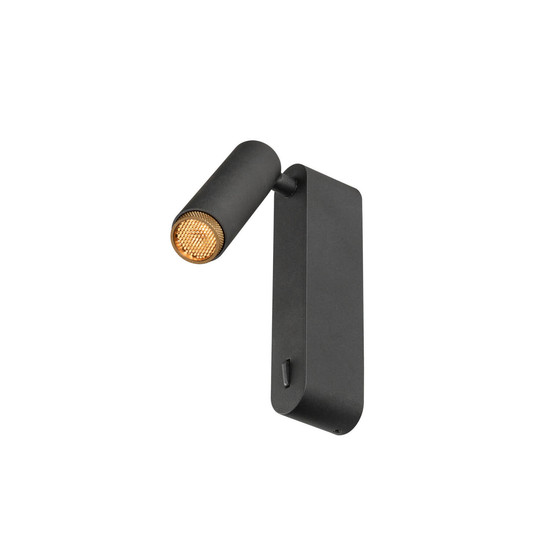 SLV 1012179 GRIP! S, WL, Ein/Aus-Schalter, Wandaufbauleuchte, 2700K, 4.6W, 29°, schwarz / goldfarben