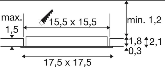 SLV 1012229 SENSER 2.0 18, RL, eckig, DALI, Deckeneinbauleuchte, 3000K / 4000K, 12W, 90°, weiß