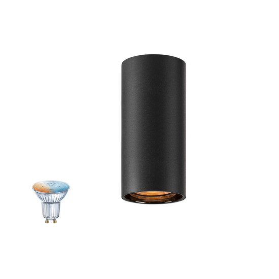 SLV 1012502 ASTO TUBE Smart Set, CL, Single, GU10, PAR16, ZIGBEE, TW, Deckenaufbauleuchte, schwarz