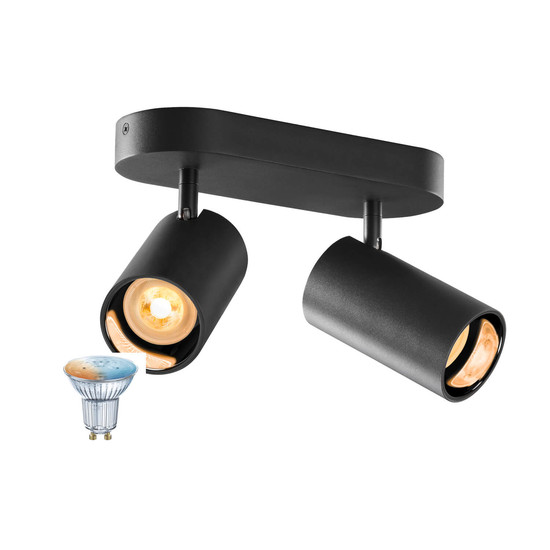 SLV 1012506 ASTO TUBE Smart Set, CW, Double, GU10, PAR16, ZIGBEE, TW, Wand- und Deckenaufbauleuchte, schwarz