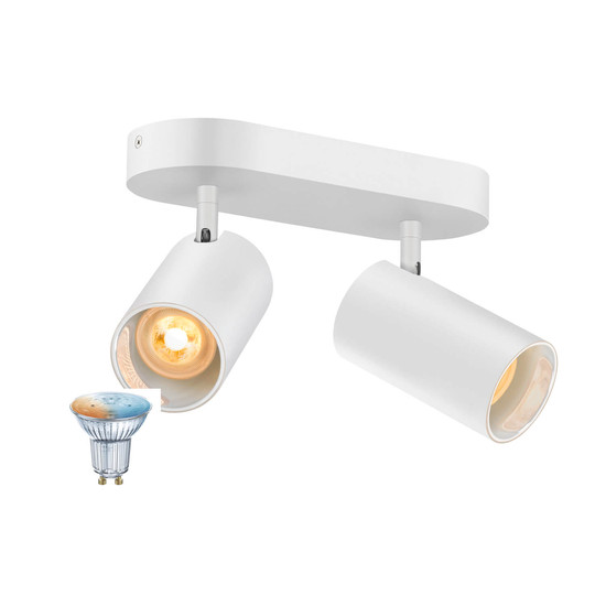 SLV 1012507 ASTO TUBE Smart Set, CW, Double, GU10, PAR16, ZIGBEE, TW, Wand- und Deckenaufbauleuchte, weiß