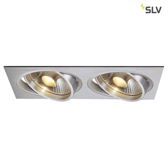 SLV 111382 NEW TRIA II ES111 Downlight rechteckig alu brushed GU10 max. 2x75W inkl. Clipfedern