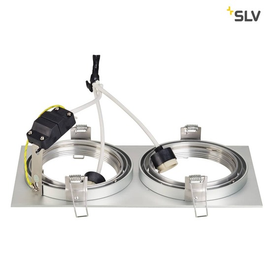 SLV 111382 NEW TRIA II ES111 Downlight rechteckig alu brushed GU10 max. 2x75W inkl. Clipfedern