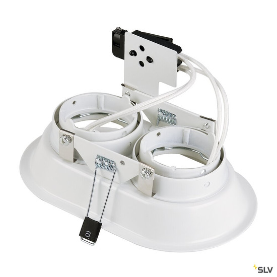 SLV 113101 HORN, Einbauleuchte, zweiflammig, QR-C51, oval, weiß matt, max. 100W, schwenkbar, inkl. Clipfedern