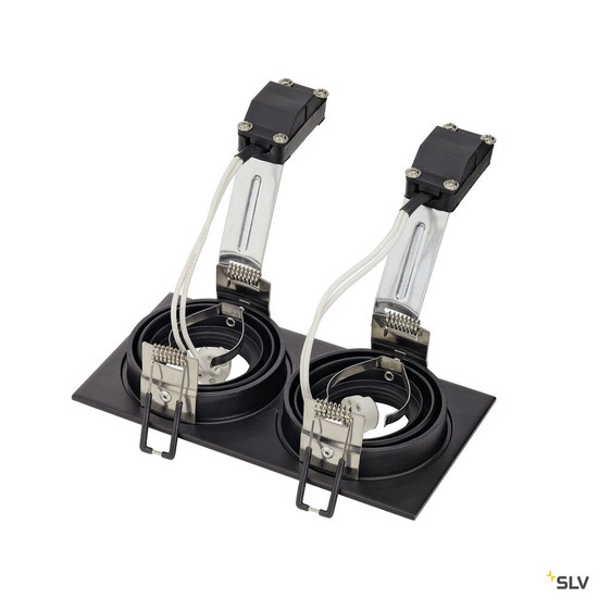 SLV 113482 NEW TRIA 2, Einbauleuchte, zweiflammig, QR-C51, rechteckig, schwarz, max. 100W, inkl. Clipfedern