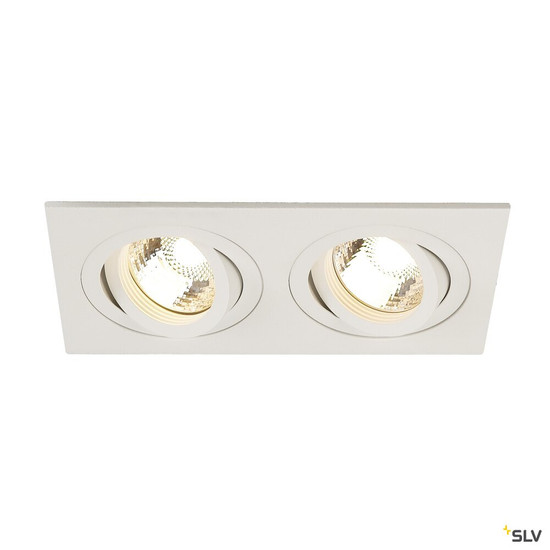 SLV 113502 NEW TRIA 2, Einbauleuchte, zweiflammig, QR-C51, rechteckig, weiß, max. 100W, inkl. Clipfedern