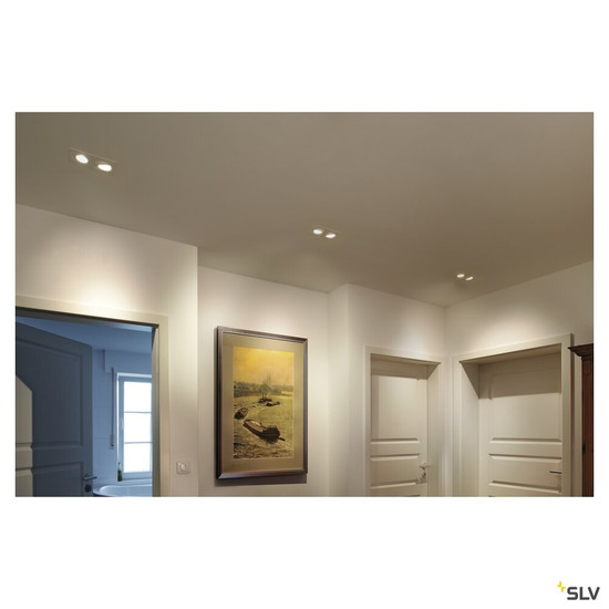 SLV 113502 NEW TRIA 2, Einbauleuchte, zweiflammig, QR-C51, rechteckig, weiß, max. 100W, inkl. Clipfedern