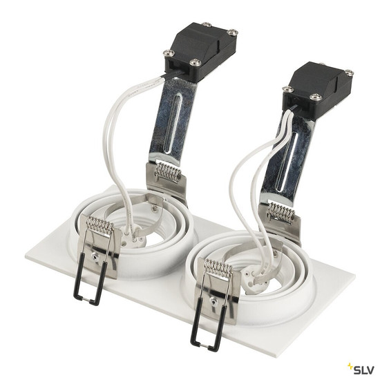 SLV 113502 NEW TRIA 2, Einbauleuchte, zweiflammig, QR-C51, rechteckig, weiß, max. 100W, inkl. Clipfedern