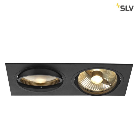 SLV 113840 NEW TRIA ES111 SQUARE Einbauleuchte schwarz GU10 max. 2x75W inkl. Clipfedern