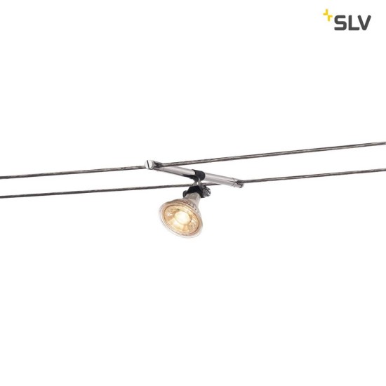 SLV 139092 COSMIC Lampenhalter für TENSEO Niedervolt-Seilsystem QR-C51 chrom schwenkbar 2 Stück