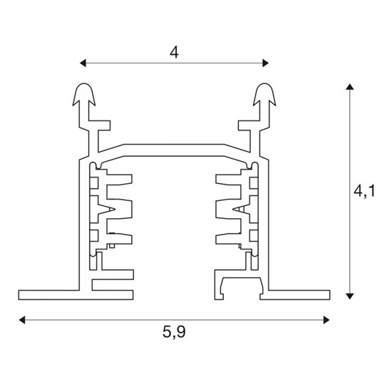 SLV 145211 EUTRAC 3PHASEN-EINBAUSCHIENE, Hochvoltschiene, weiß, 2 m