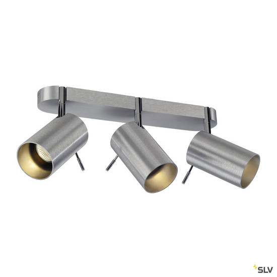 SLV 147423 ASTO TUBE, Wand- und Deckenleuchte, dreiflammig, PAR 20, rund, aluminium gebürstet, max. 225 W