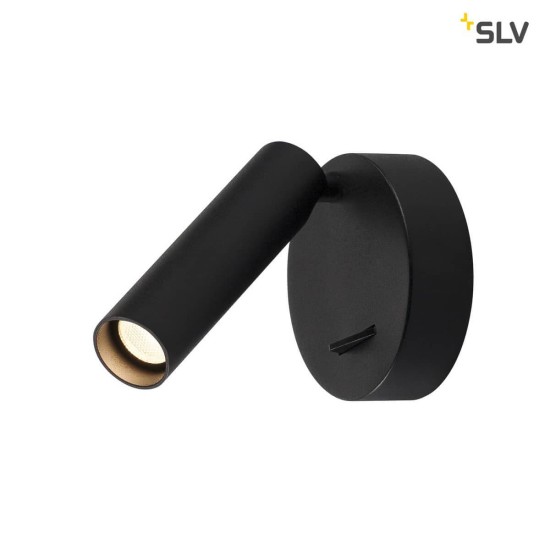SLV 152340 KARPO 30 Single Spot Wand- u. Deckenleuchte rund schwarz 7,5W LED 3000K mit Schalter