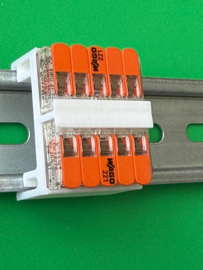 5 x SOIXX Hutschienenhalter XWD für 2 x WAGO 221-415 DIN Rail 35 mm Hutschiene Halter Weiß