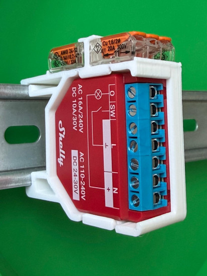 SOIXX Hutschienenhalterung für Shelly Wave, PLUS, Gen3, Gen4 mit 2x WAGO Gerade Weiß