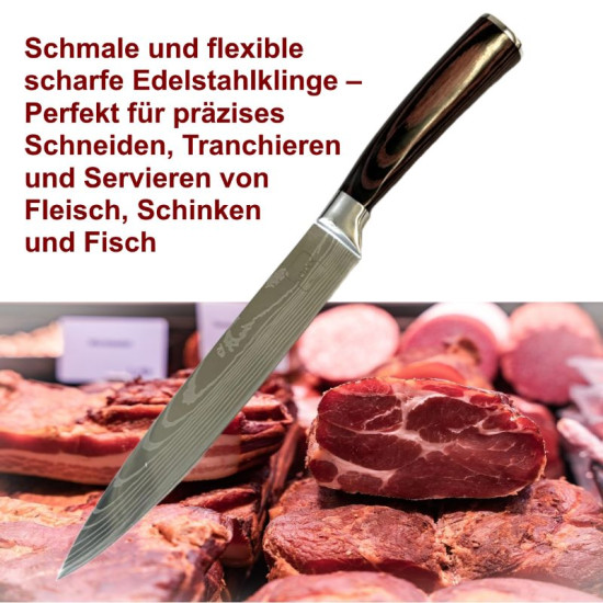 SOIXX Fleischmesser Kochmesser, Edelstahl, ultra scharfe Klinge, Holzgriff, Geschenkbox