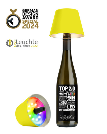 Sompex Top 2.0 Akku Flaschenaufsatzleuchte Neon Gelb 1,3W Warmweisssteuerbare Lichtfarbe IP44 72538