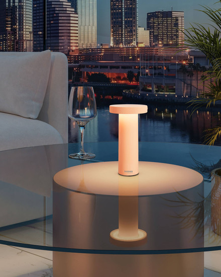 Sompex VOLUME Akku-Tischlampe Apricot 1,6W steuerbare Lichtfarbe IP44 78537