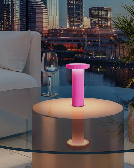 Sompex VOLUME Akku-Tischlampe Neon Pink 1,6W steuerbare Lichtfarbe IP44 78538