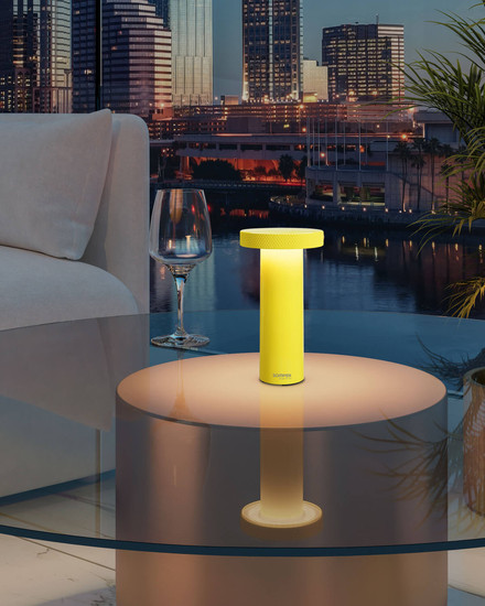 Sompex VOLUME Akku-Tischlampe Neon Gelb 1,6W steuerbare Lichtfarbe IP44 78540