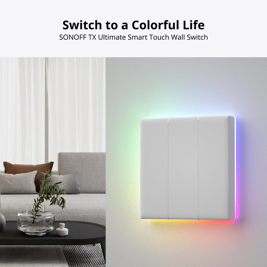 SONOFF TX Ultimate Smart Touch Wandschalter, Glasfront, 3-Fach, Alexa & Google Home, App T5-3C-86