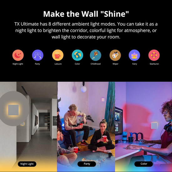 SONOFF TX Ultimate Smart Touch Wandschalter, Glasfront, 4-Fach, Alexa & Google Home, App T5-4C-86