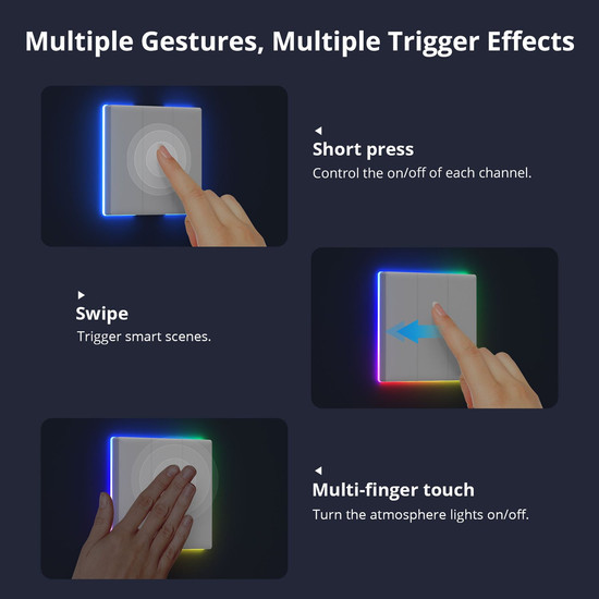 SONOFF TX Ultimate Smart Touch Wandschalter, Glasfront, 4-Fach, Alexa & Google Home, App T5-4C-86