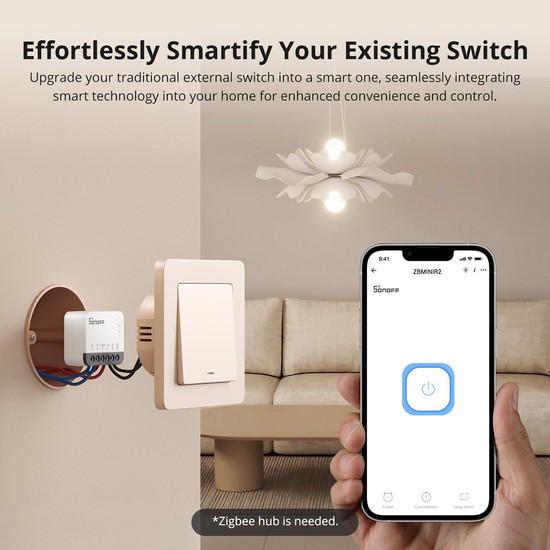 SONOFF ZBMINI Extreme Zigbee Smart Switch, Lichtschalter Relais, Unterputz, mit Neutralleiter ZBMINIR2